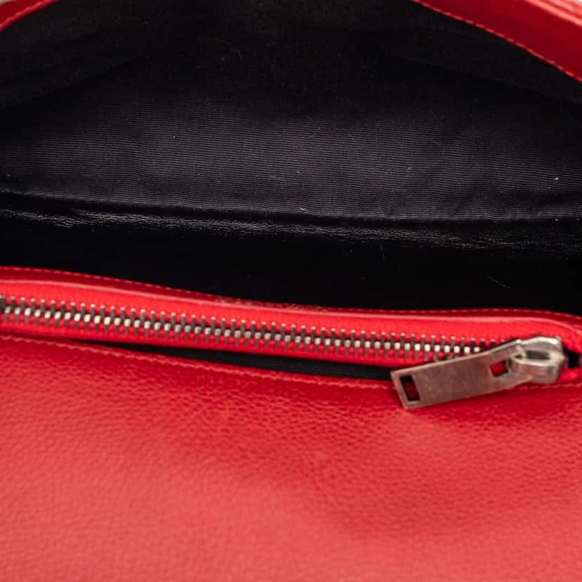Saint Laurent Medium Chevron Sheepskin Monogram College Satchel Red Leather Very good condition - Model View