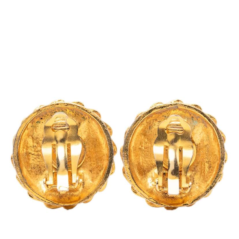 Chanel Gold Plated Mademoiselle Clip on Earrings Gold Metal Very good condition - Back View