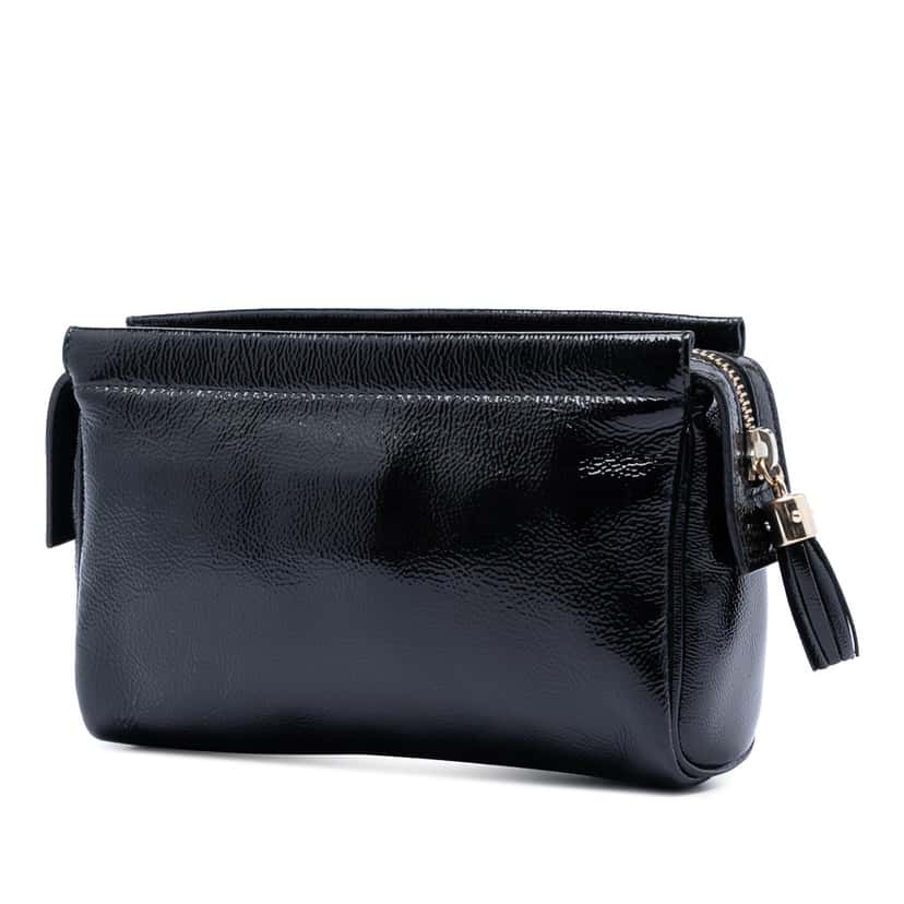 Gucci Patent Soho Cosmetic Pouch Black Leather Very good condition - Back View