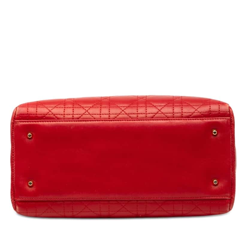 Dior Medium Lambskin Cannage Lady Dior Red Leather Very good condition - Inside View