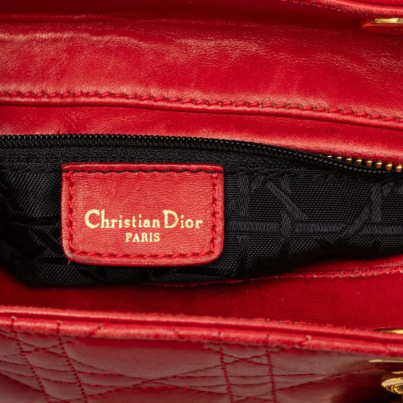 Dior Medium Lambskin Cannage Lady Dior Red Leather Very good condition - Box View