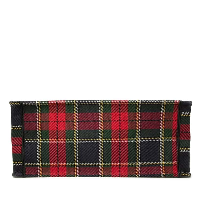 Dior Large Embroidered Canvas Tartan Check Book Tote White Very good condition - Inside View
