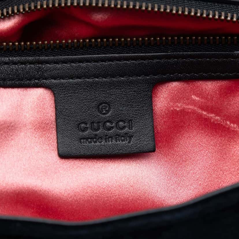 Gucci Large GG Marmont Matelasse Velvet Embroidered Loved Shoulder Bag Black Very good condition - Box View