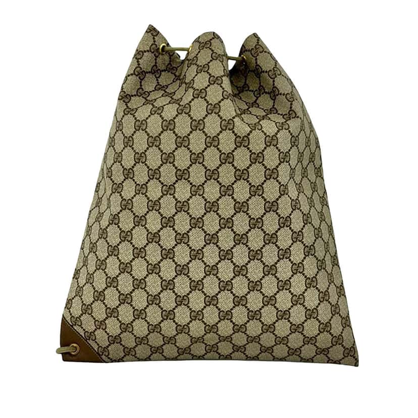 Gucci GG Supreme Drawstring Backpack Beige Very good condition - Back View