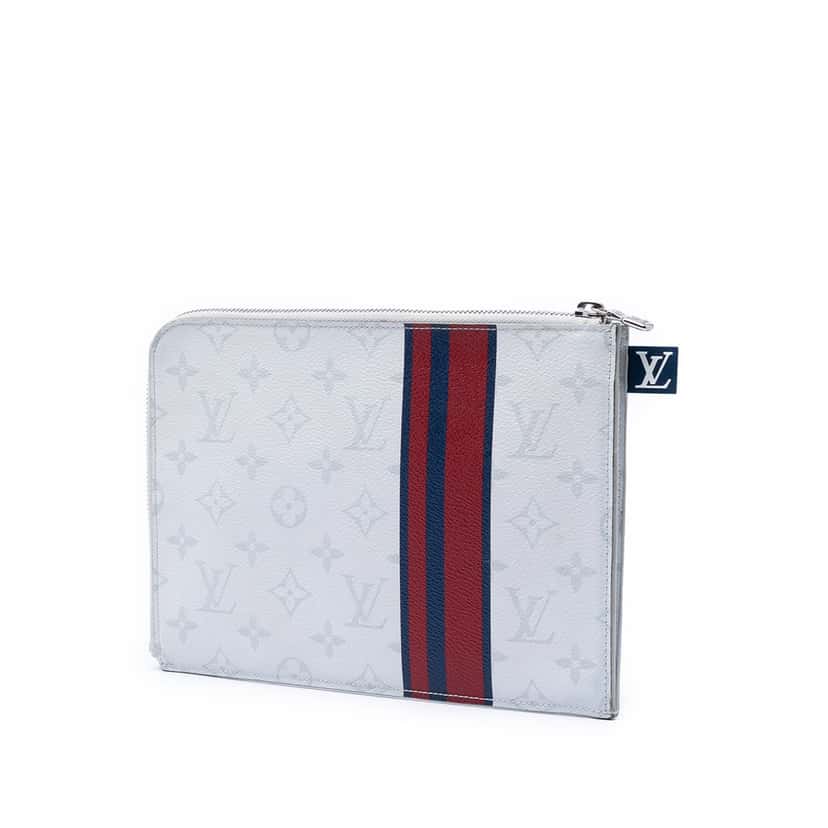 Louis Vuitton Monogram White Pochette Jour PM Clutch Bag White Very good condition - Back View