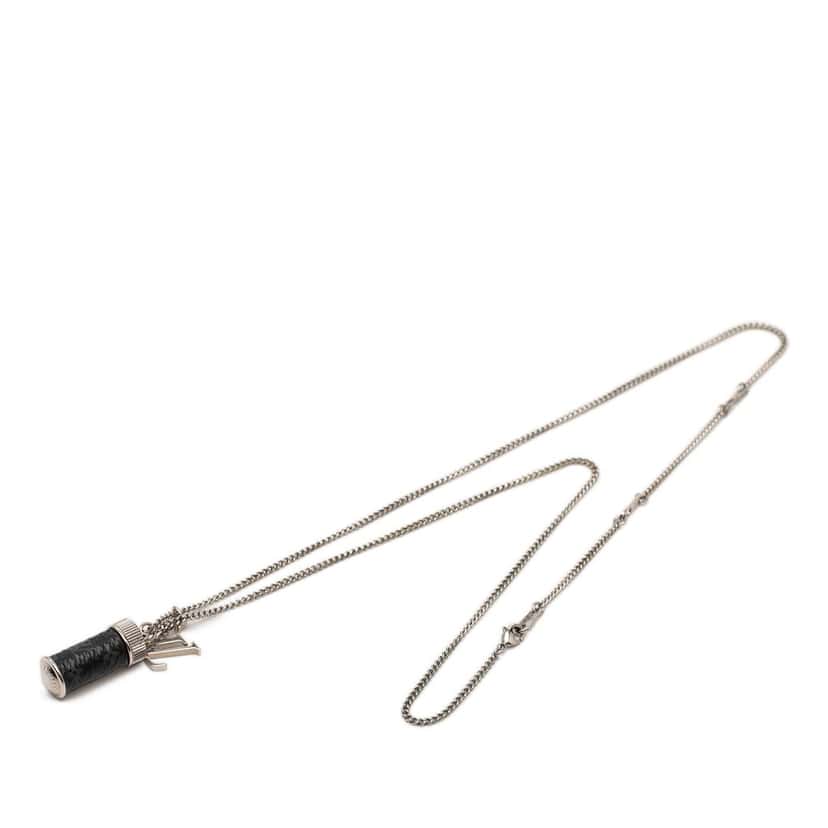 Louis Vuitton Brass Monogram Eclipse Charms Necklace Silver Metal Very good condition - Inside View