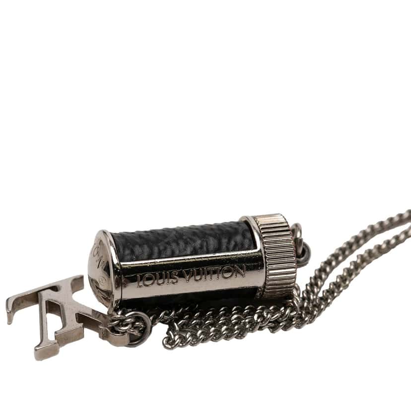 Louis Vuitton Brass Monogram Eclipse Charms Necklace Silver Metal Very good condition - Model View