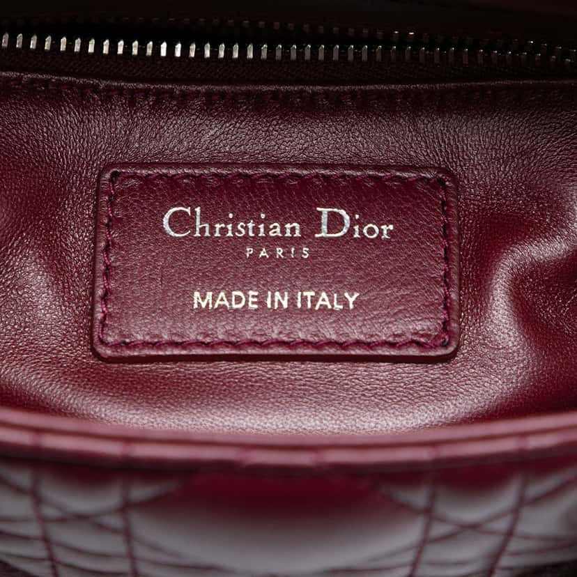 Dior Mini Lambskin Cannage Crystal Strap Lady Dior Red Leather Very good condition - Box View