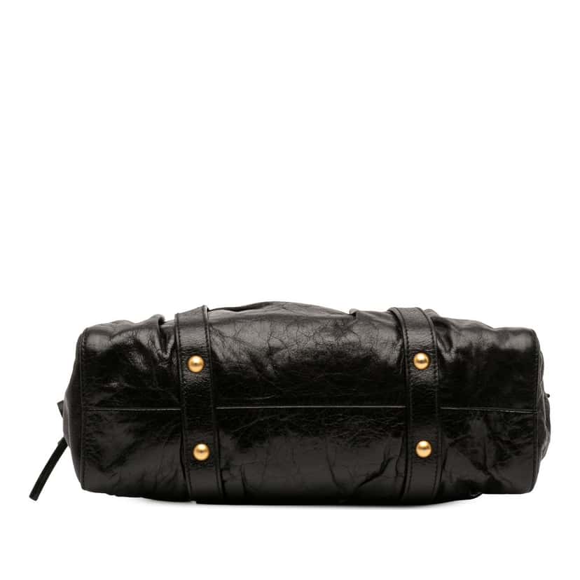 Miu Miu Vitello Lux Gathered Satchel Black Leather Very good condition - Inside View