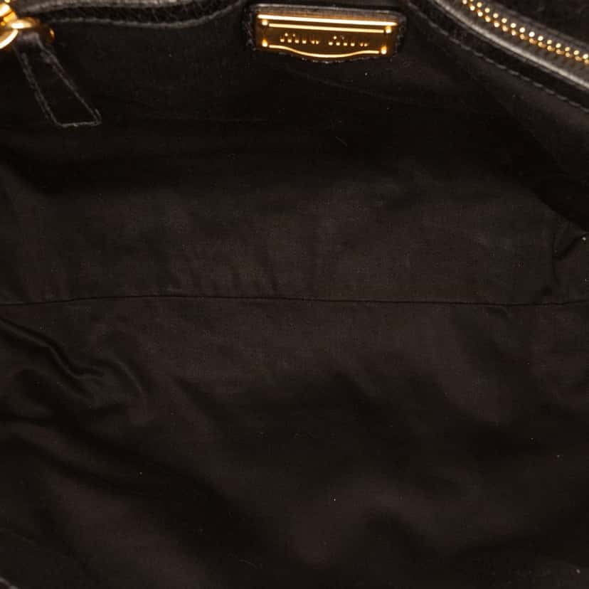 Miu Miu Vitello Lux Gathered Satchel Black Leather Very good condition - Box View