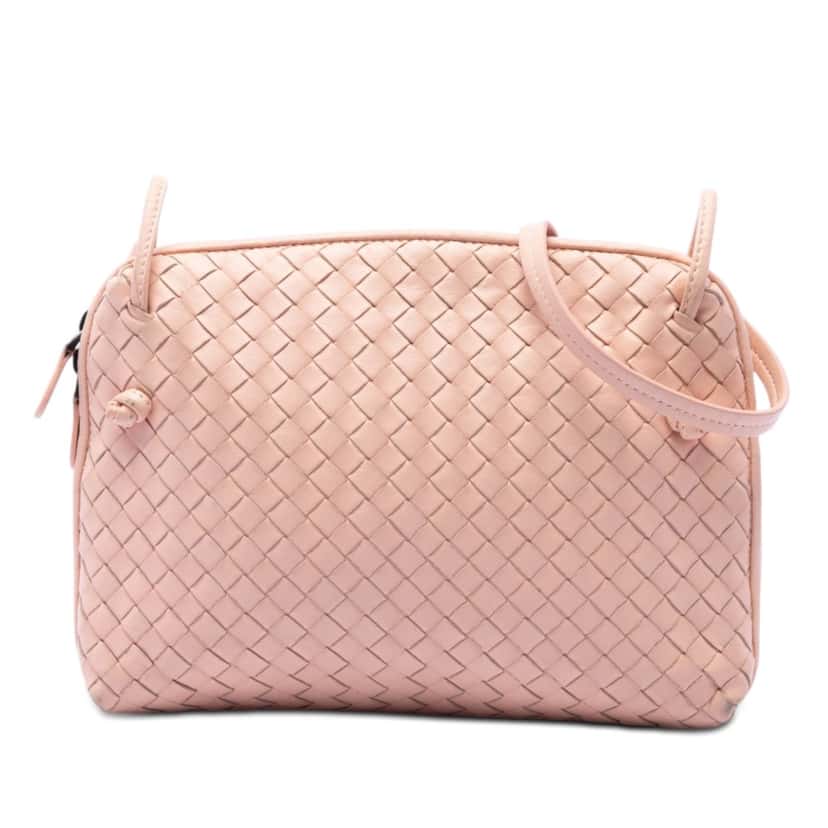 Bottega Veneta Nappa Intrecciato Nodini Crossbody Pink Leather Very good condition - Front View