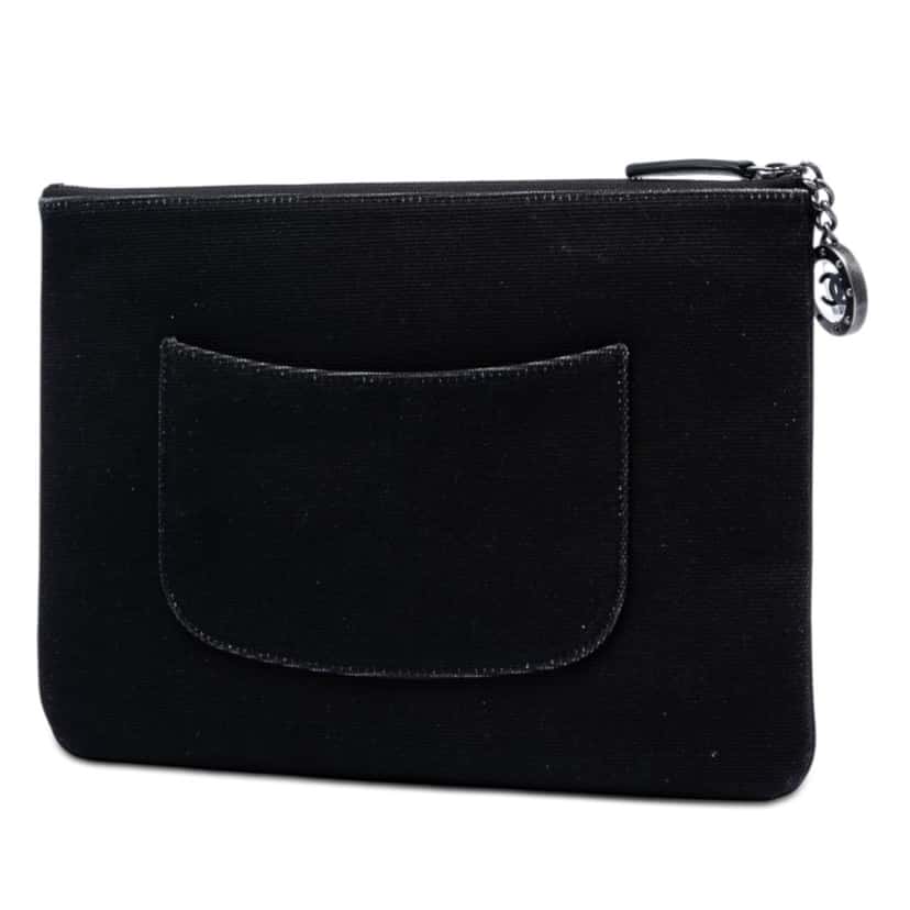Chanel Medium Canvas La Pausa Zip O Case Clutch Black Very good condition - Back View