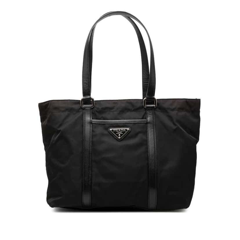 Prada Saffiano Trimmed Tessuto Tote Black Very good condition - Front View