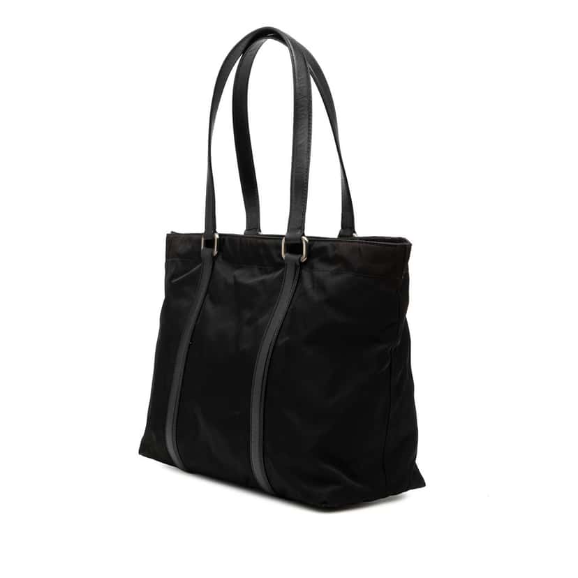 Prada Saffiano Trimmed Tessuto Tote Black Very good condition - Back View