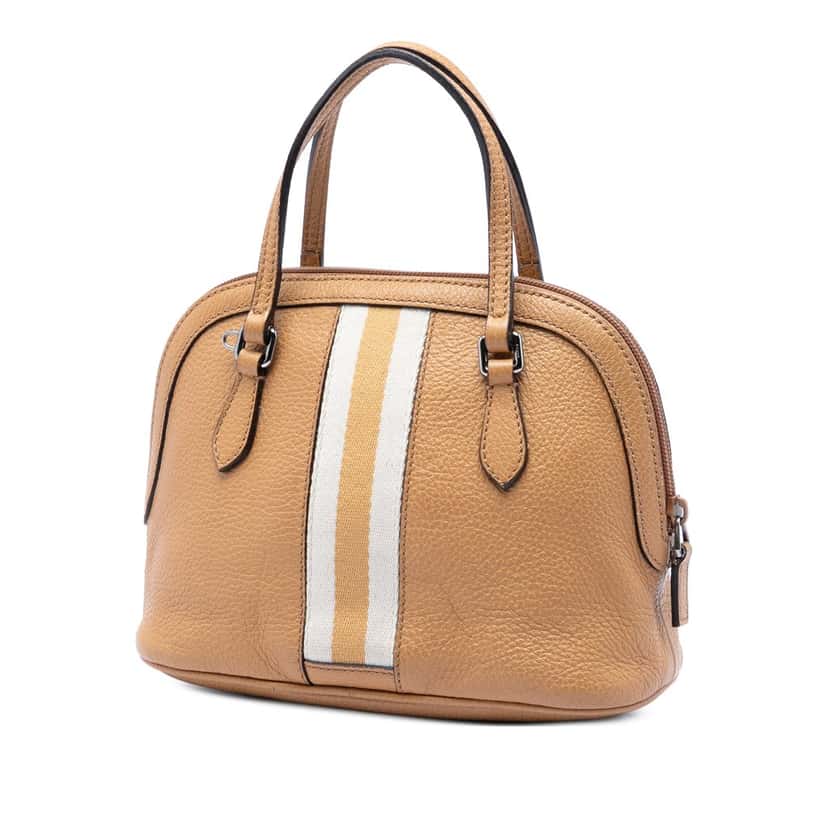 Gucci Mini Calfskin Web Dome Satchel Brown Leather Very good condition - Back View
