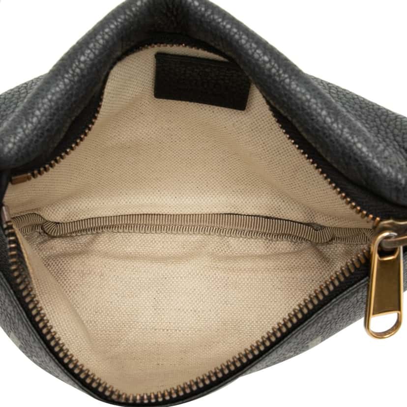 Gucci Small Grained Calfskin Logo Belt Bag Black Leather Very good condition - Model View