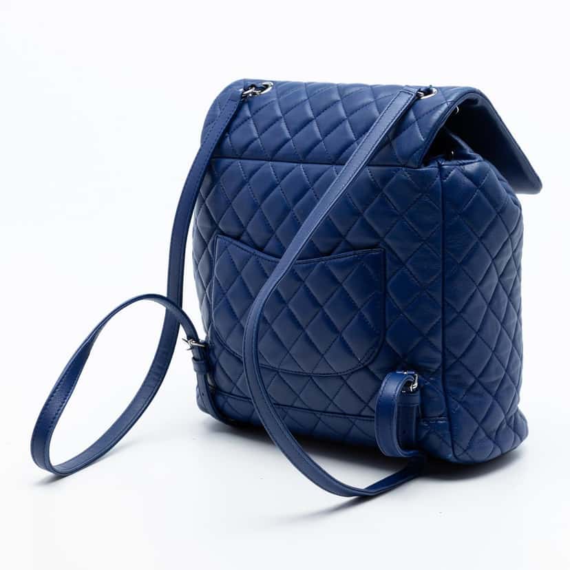 Chanel Large Quilted Lambskin Urban Spirit Backpack Blue Leather Very good condition - Back View