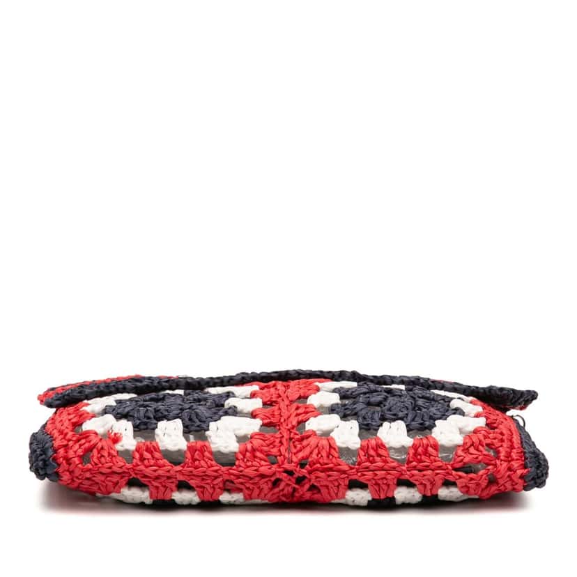 Miu Miu Multicolor Raffia Crochet Wallet on Chain Red Never worn - Inside View