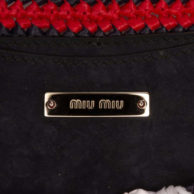 Miu Miu Multicolor Raffia Crochet Wallet on Chain Red Never worn - Box View