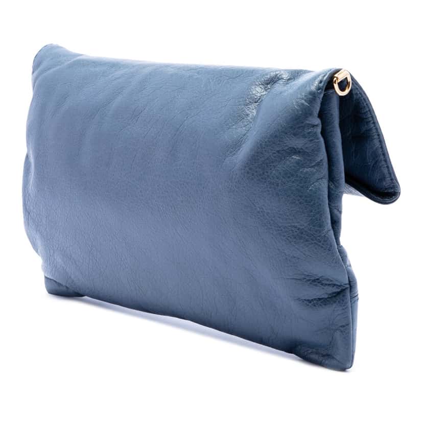Balenciaga Lambskin Motocross Giant 12 Envelope Clutch With Strap Blue Leather Very good condition - Back View