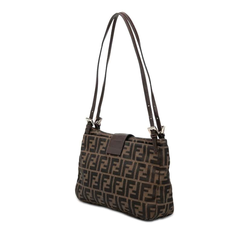 Fendi Zucca Canvas Shoulder Bag Brown Very good condition - Back View