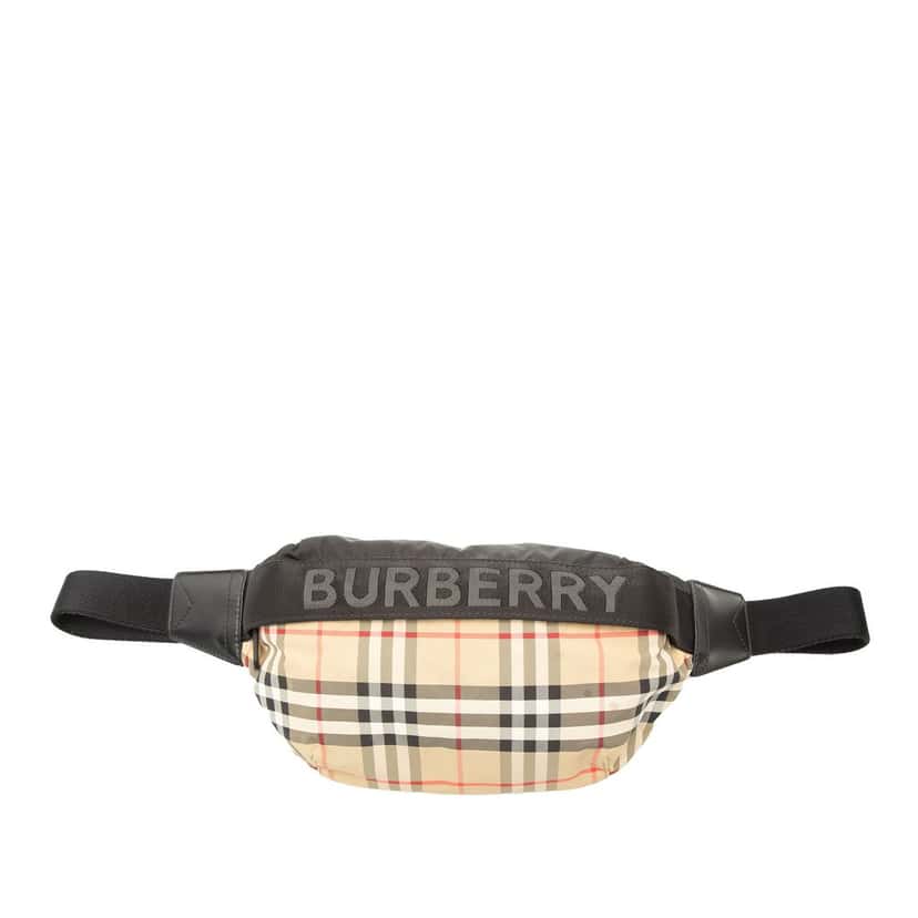 Burberry House Check Nylon Sonny Belt Bag Beige Very good condition - Front View