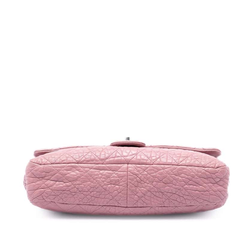 Chanel Jumbo Quilted Distressed Calfskin Easy Flap Pink Leather Very good condition - Inside View