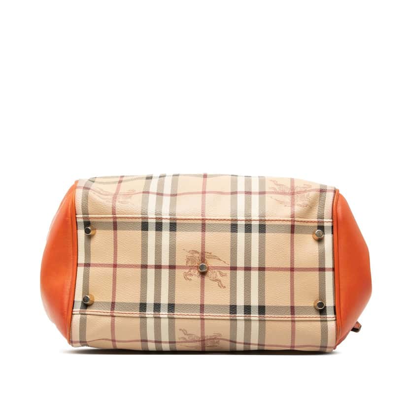 Burberry Small Leather Trimmed Haymarket Check Coated Canvas Canterbury Tote Beige Good condition - Inside View