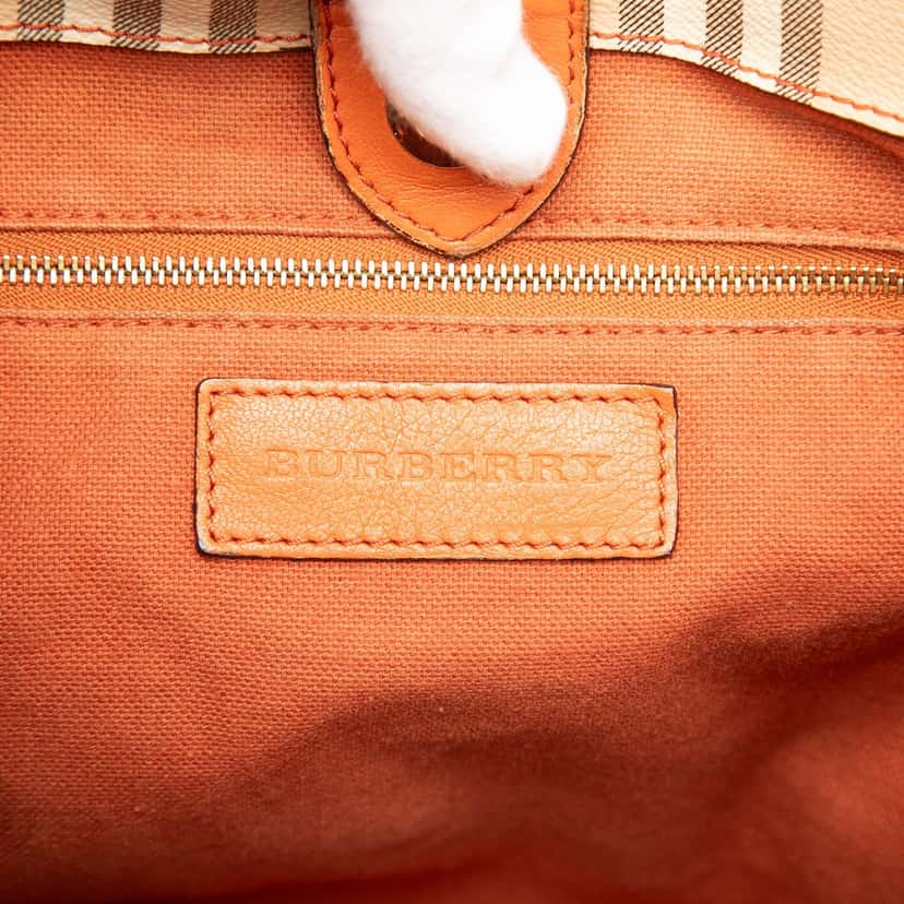 Burberry Small Leather Trimmed Haymarket Check Coated Canvas Canterbury Tote Beige Good condition - Box View