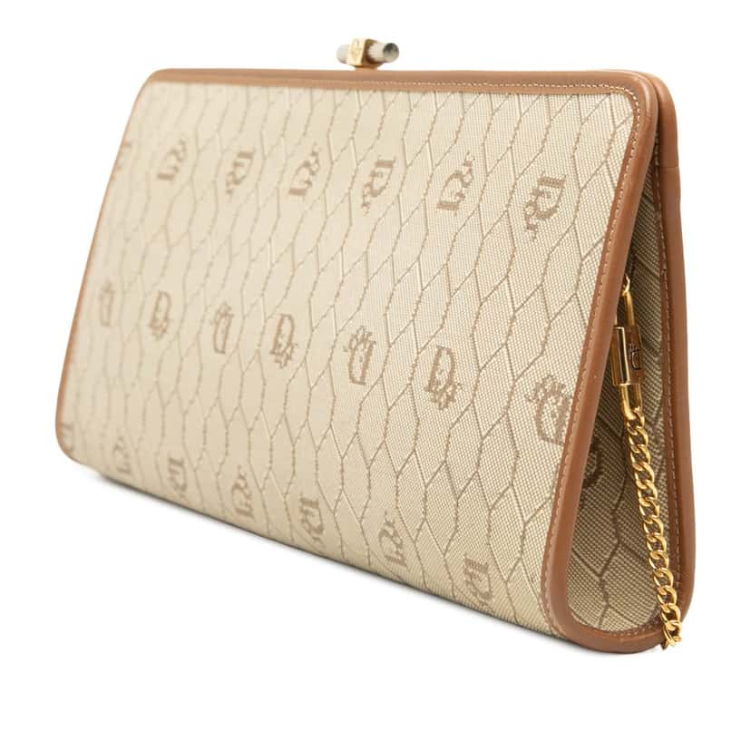 Dior Honeycomb Coated Canvas Chain Crossbody Beige Very good condition - Back View