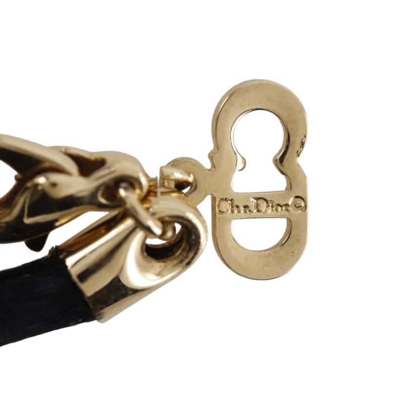 Dior Convertible Gold Plated Logo Oval Pendant Necklace Gold Metal Very good condition - Box View