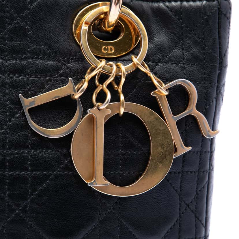 Dior Medium Lambskin Cannage Lady Dior Black Leather Very good condition - Box View