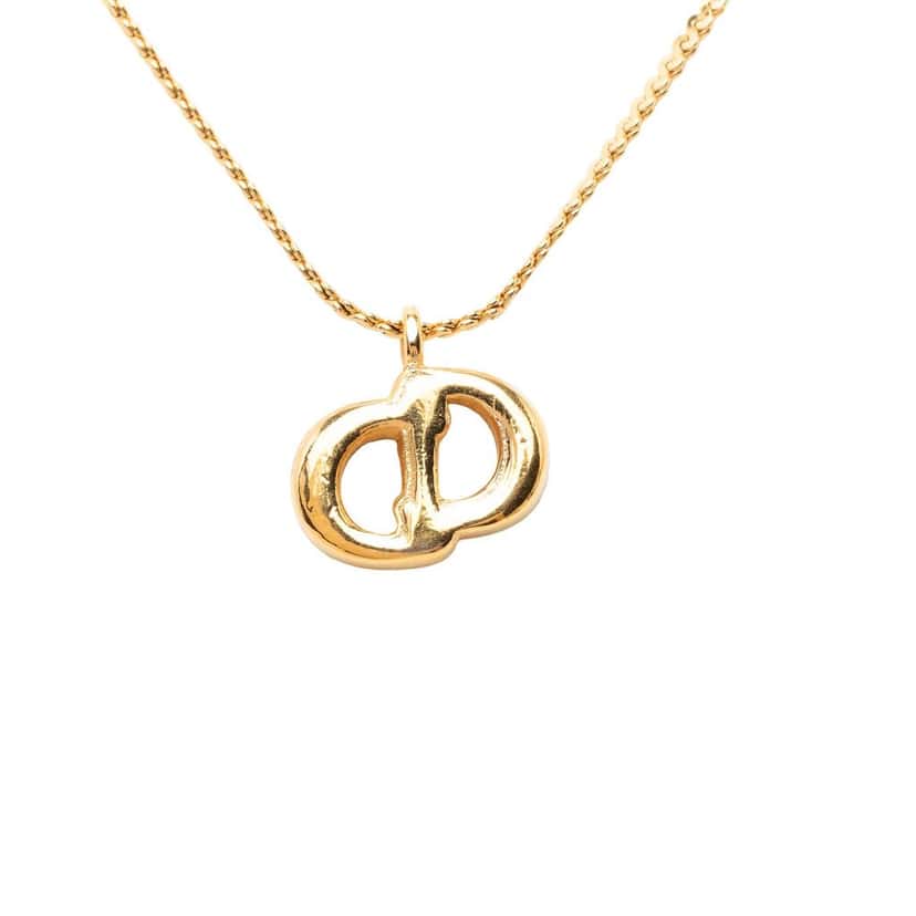 Dior Gold Plated Strass CD Logo Pendant Necklace Gold Metal Very good condition - Inside View