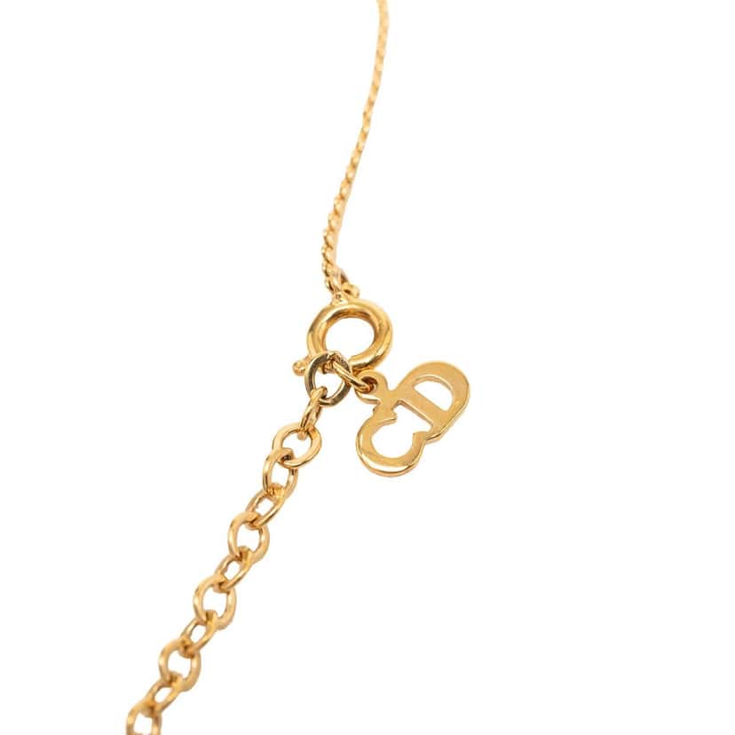 Dior Gold Plated Strass CD Logo Pendant Necklace Gold Metal Very good condition - Box View