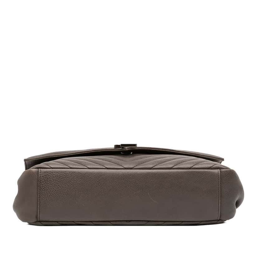 Saint Laurent Large Chevron Sheepskin Monogram College Bag Brown Leather Very good condition - Inside View