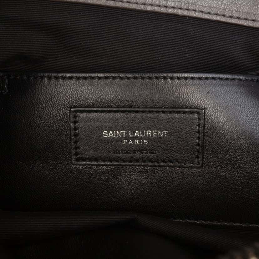 Saint Laurent Large Chevron Sheepskin Monogram College Bag Brown Leather Very good condition - Box View