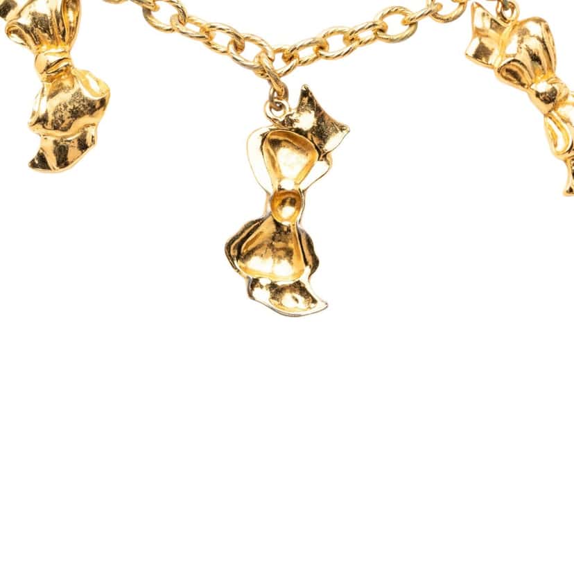 Chanel Gold Plated Bow Charms Necklace Gold Metal Very good condition - Inside View