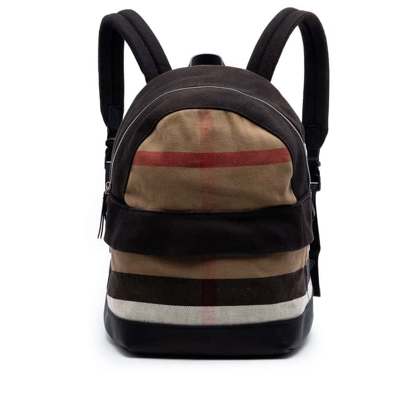Burberry Mega Check Canvas Tiller Backpack Black Very good condition - Front View