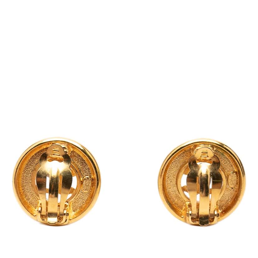 Chanel CC Gold Plated Round Clip On Earrings Gold Metal Very good condition - Back View