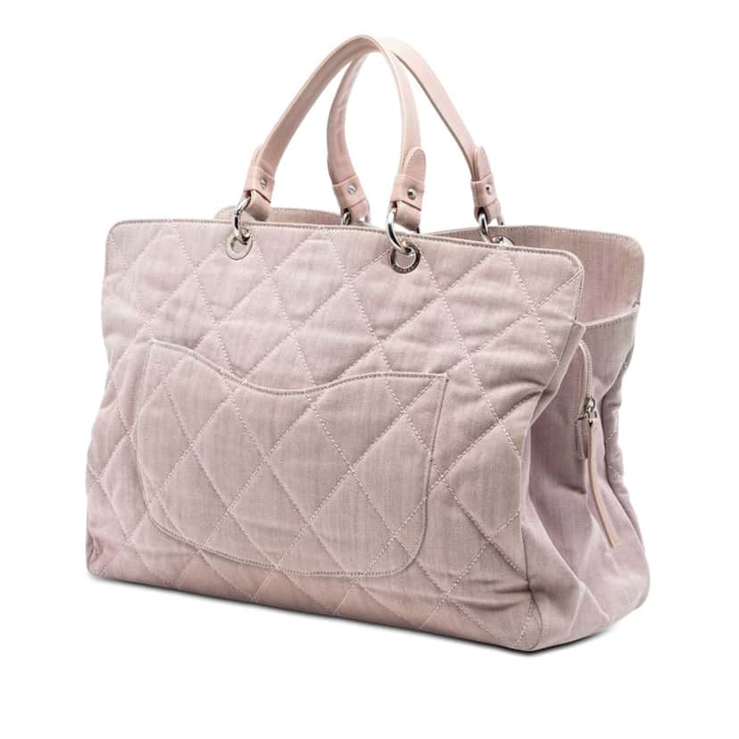 Chanel Large CC Quilted Denim Tote Pink Very good condition - Back View
