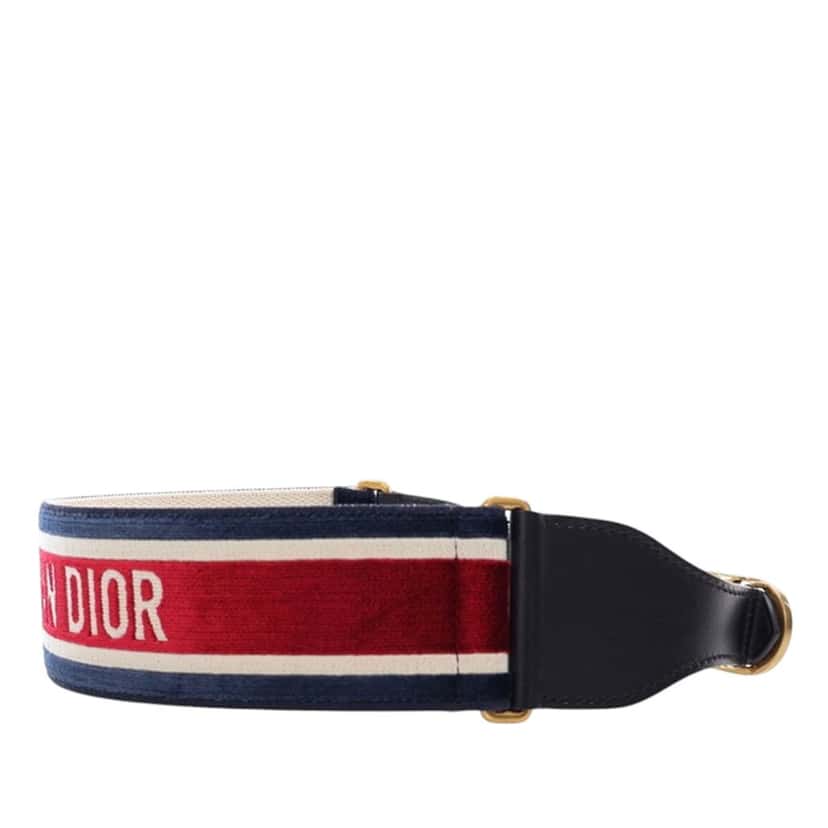 Dior Leather and Embroidered Canvas Wide Belt Black Leather Very good condition - Inside View