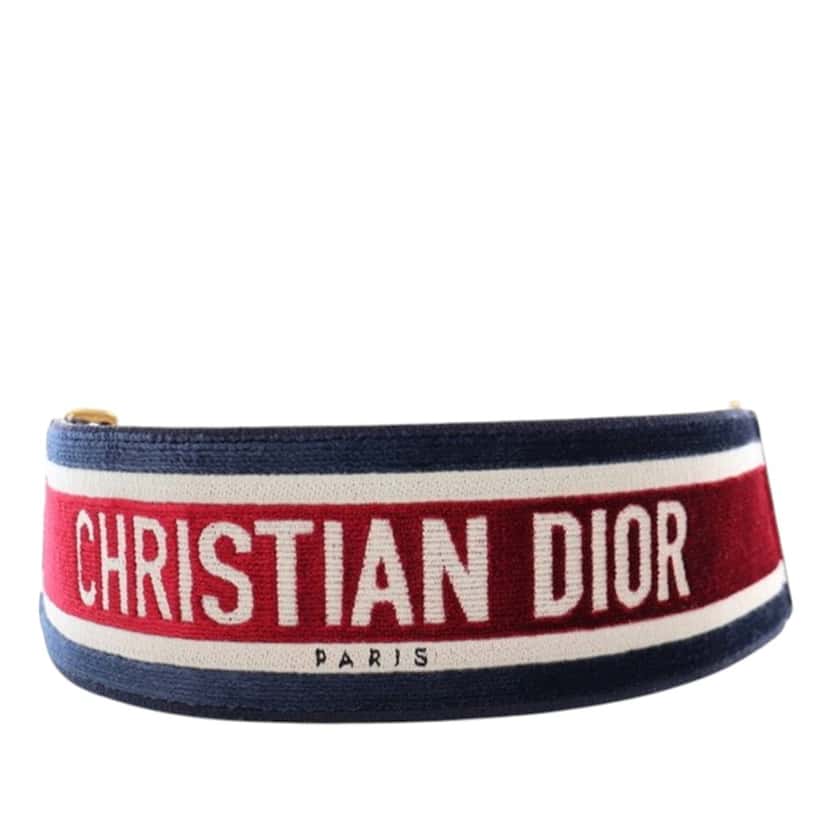 Dior Leather and Embroidered Canvas Wide Belt Black Leather Very good condition - Model View