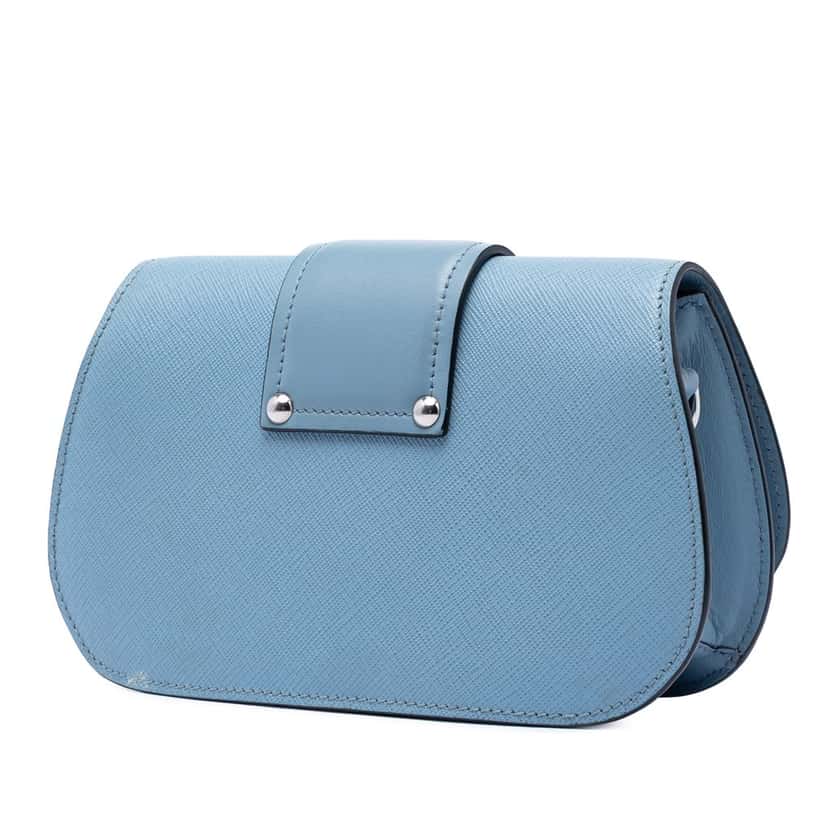 Prada Mini Saffiano Sidonie Crossbody Blue Leather Very good condition - Back View