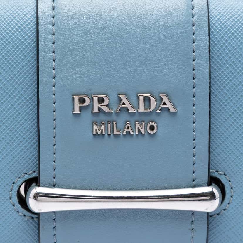 Prada Mini Saffiano Sidonie Crossbody Blue Leather Very good condition - Box View