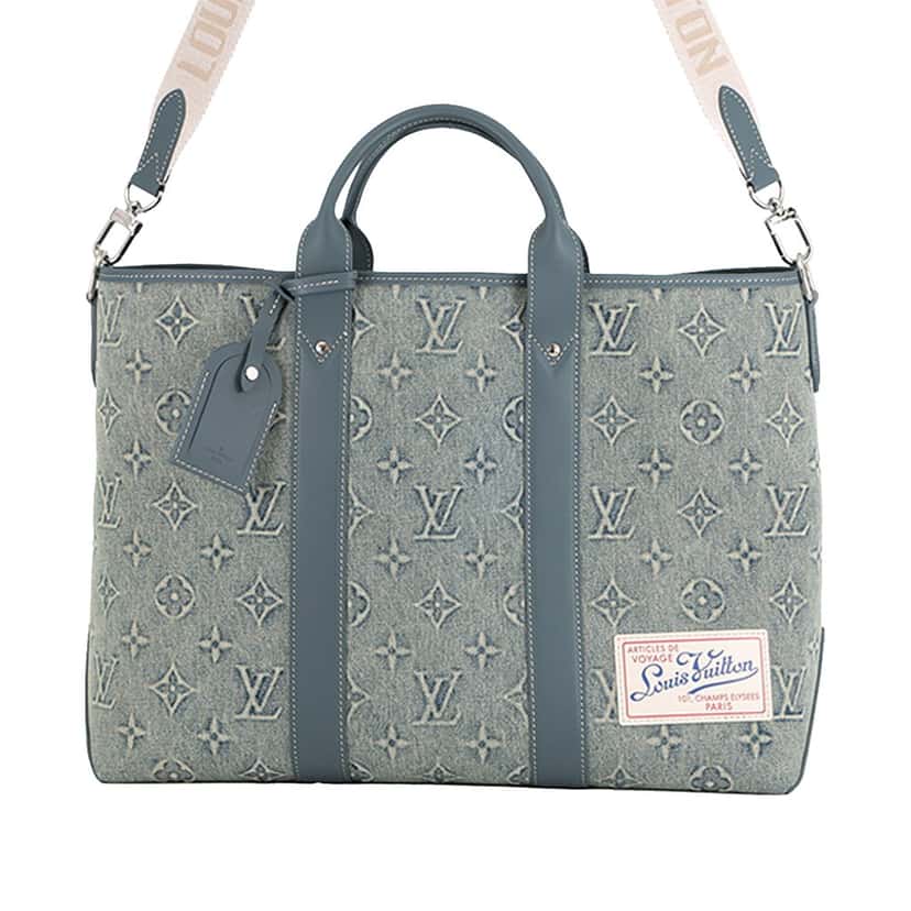 Louis Vuitton Monogram Washed Denim Weekend Tote Blue Very good condition - Front View