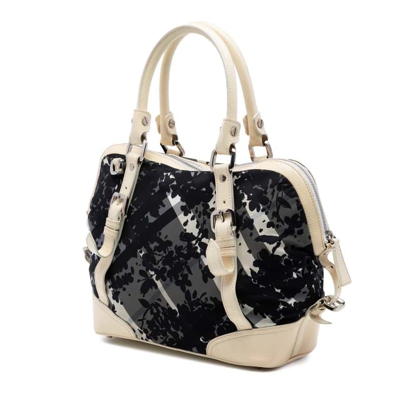 Burberry Floral Beat Check Nylon and Patent Foley Satchel Other Very good condition - Back View