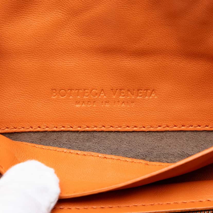 Bottega Veneta Mini Nappa Intrecciato Expandable Chain Flap Crossbody Orange Leather Very good condition - Box View