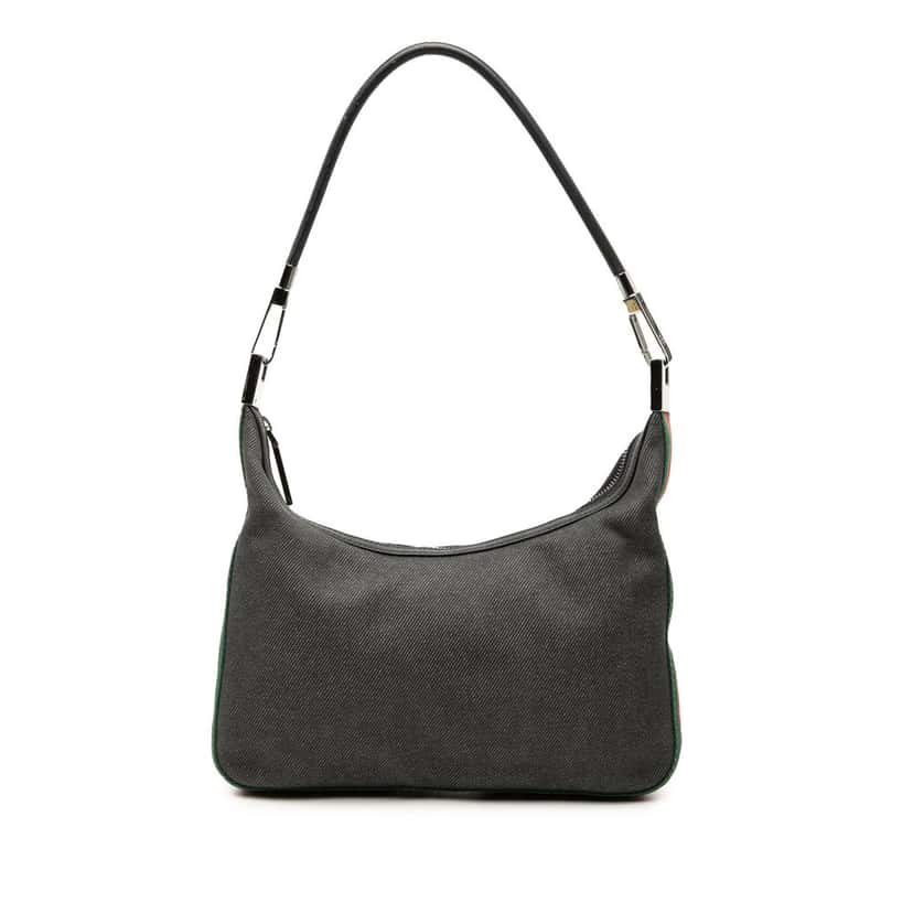 Gucci Denim Web Shoulder Bag Black Very good condition - Front View