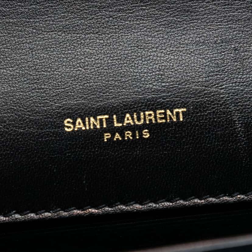Saint Laurent Small Glitter Patent Kate Crossbody Blue Leather Very good condition - Box View
