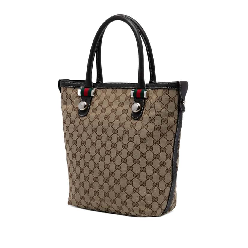 Gucci GG Canvas Web Match Ball Tote Beige Very good condition - Back View